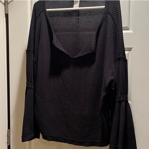 We the Free Black Waffle Shirt NWOT flutter sleeve